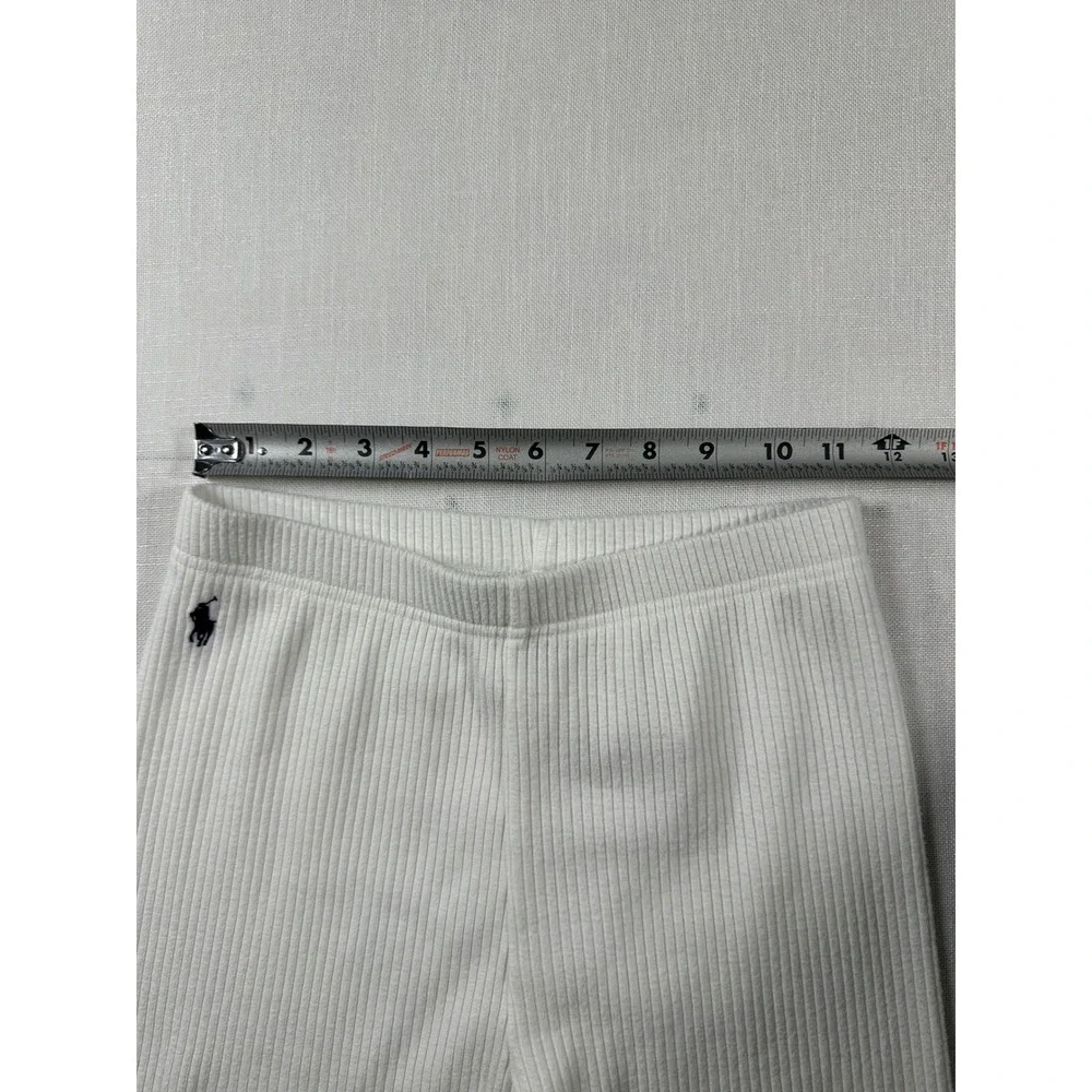 Polo Ralph Lauren Girls‎ Ribbed Knit Leggings Cream White Size L 12-14 Pony Logo
